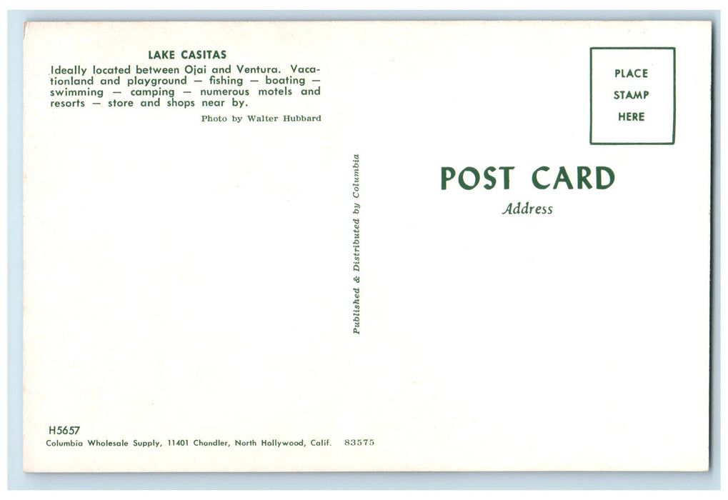 c1950's Lake Casitas Restaurant Vacationland Playground Motels Camp CA Postcard