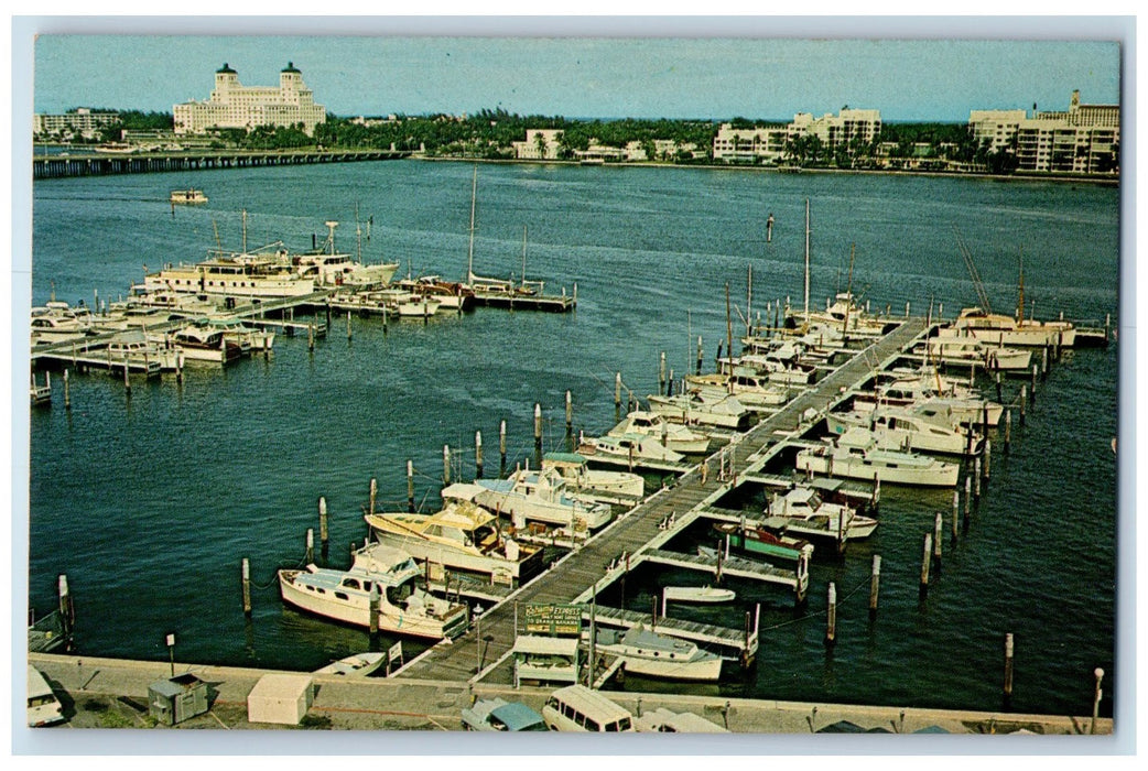 c1960s West Palm Beach Lake Front Yacht Basin Florida FL Unposted Boats Postcard