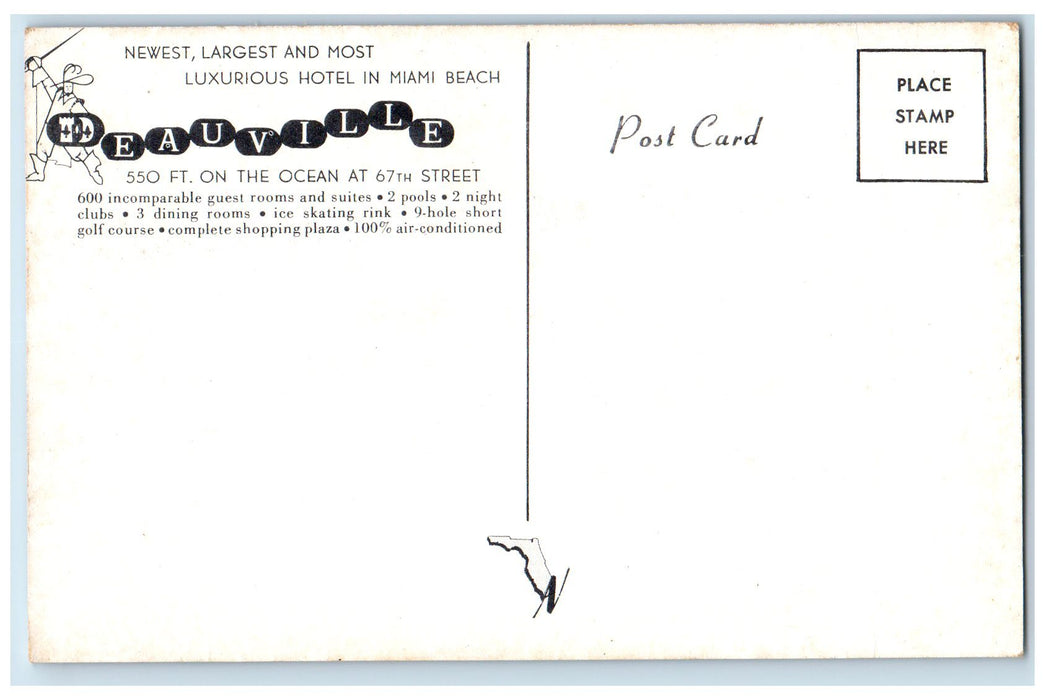 c1960s Eauville Luxurious Hotel In Miami Beach Florida FL Unposted Pool Postcard
