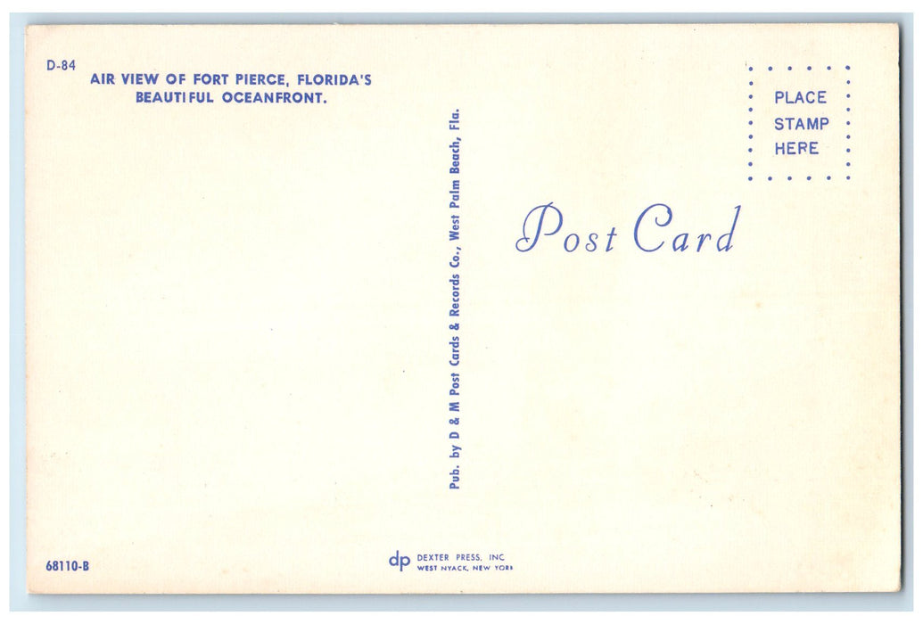 c1960s Air View Of Fort Pierce Florida's Beautiful Florida FL Unposted Postcard