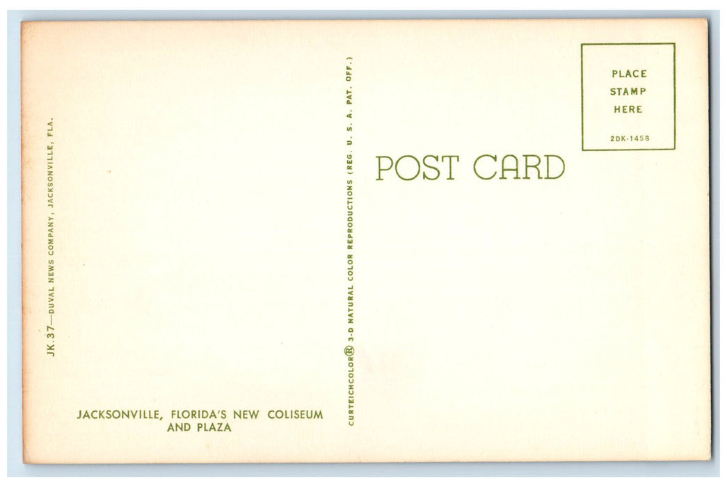 c1960s Florida's New Coliseum & Plaza Jacksonville Florida FL Unposted Postcard
