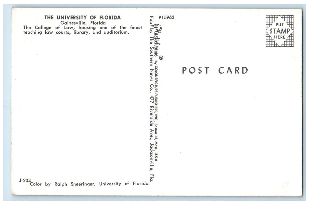 c1960s The University Of Florida Scene Gainesville Florida FL Unposted Postcard