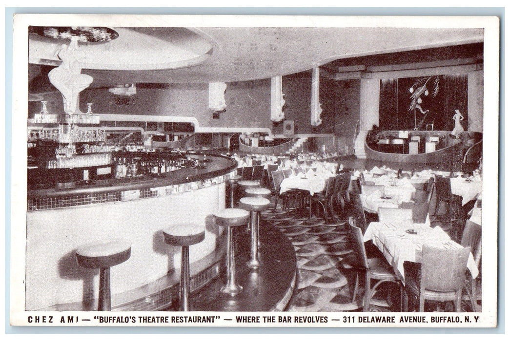 c1960s Chez Ami Buffalo's Theatre Restaurant Interior Buffalo NY Chairs Postcard