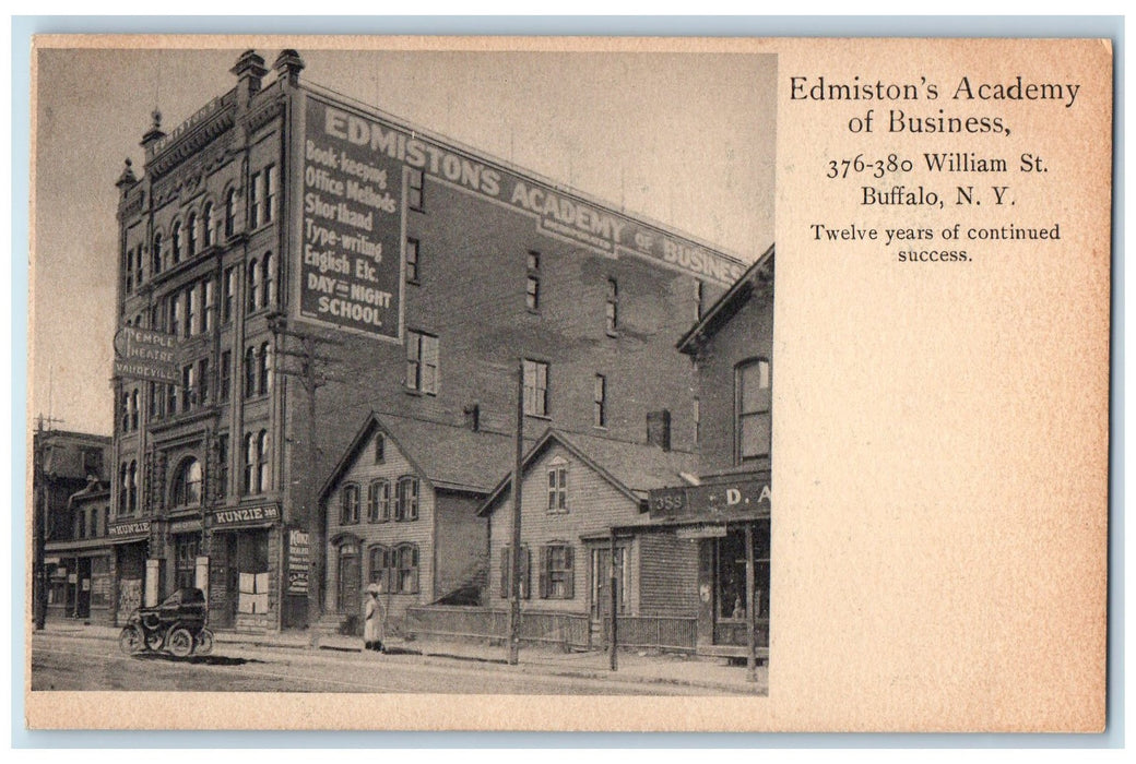c1905s Edmiston's Academy Of Business Exterior Buffalo New York NY Postcard