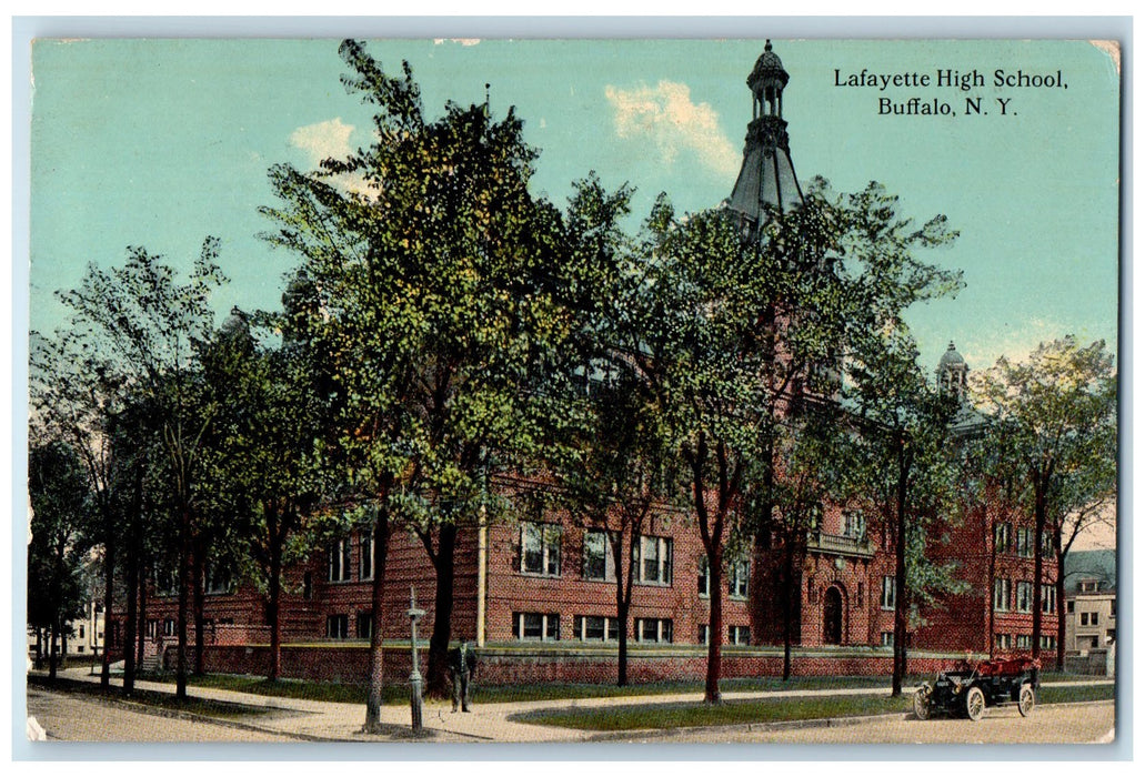 1912 Lafayette High School Exterior Buffalo New York NY Unposted Trees Postcard