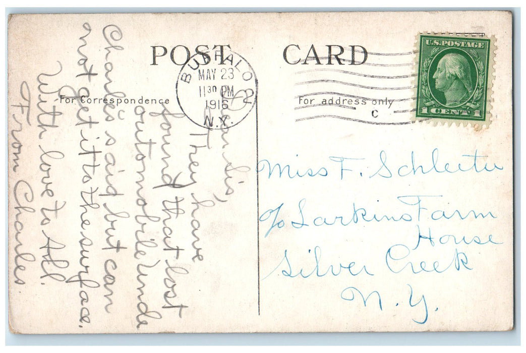 1916 New Masten Park High School Exterior Buffalo New York NY Posted Postcard