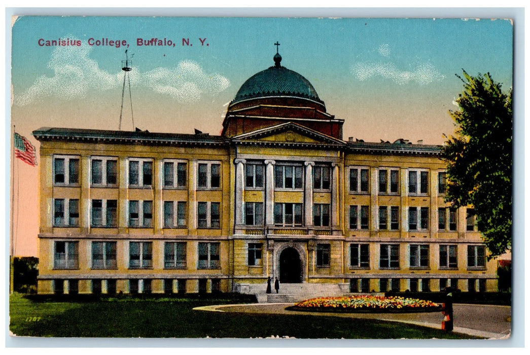 c1910s Canisius College Exterior Buffalo New York NY Unposted Flowers Postcard
