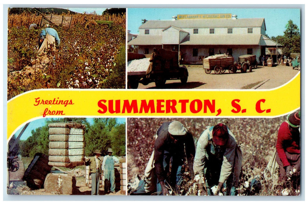 c1960s Greetings From Summerton South Carolina SC Posted Farming Scene Postcard