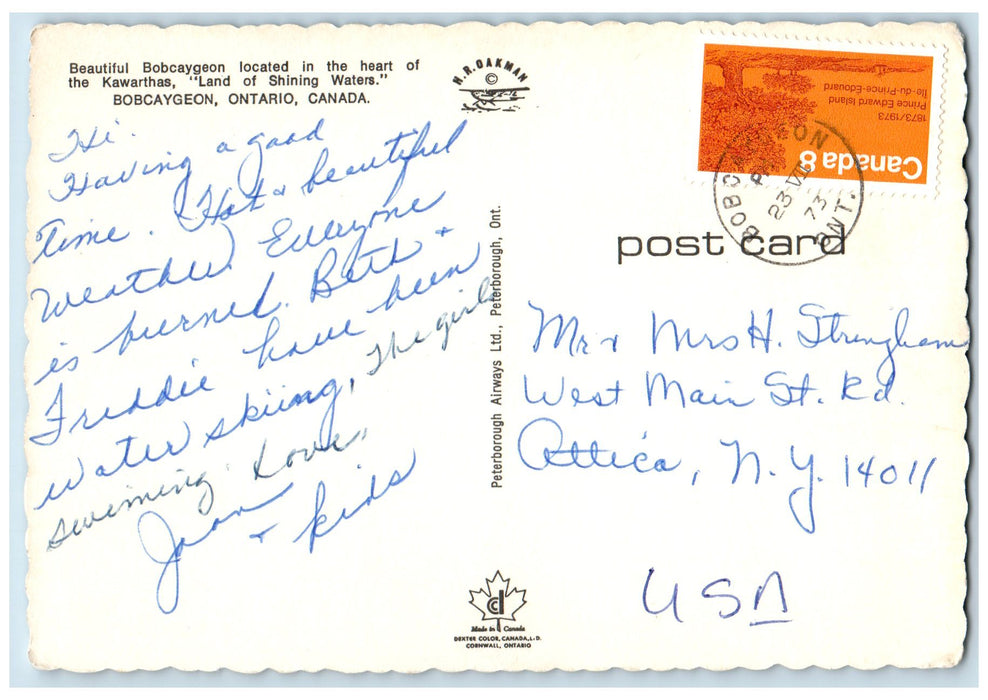 1973 Aerial View Of Bobcaygeon  Trees Ontario Canada CA Posted Vintage Postcard