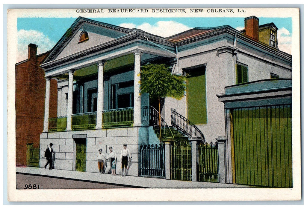 c1940's General Beauregard Residence New Orleans Louisiana LA Unposted Postcard