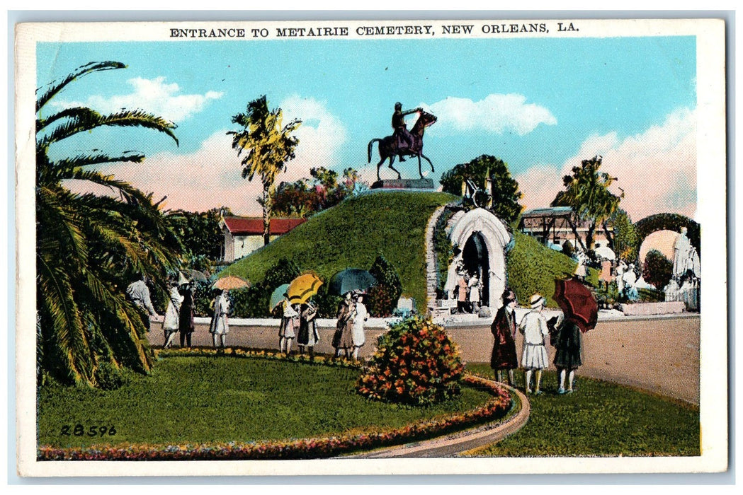 c1940's Entrance To Metaire Cemetary Monument New Orleans Louisiana LA Postcard