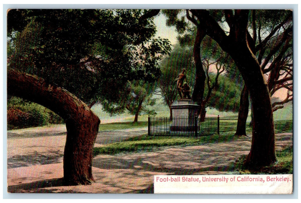 c1940's Foot-Ball Statue University Of California Berkeley CA Monument Postcard