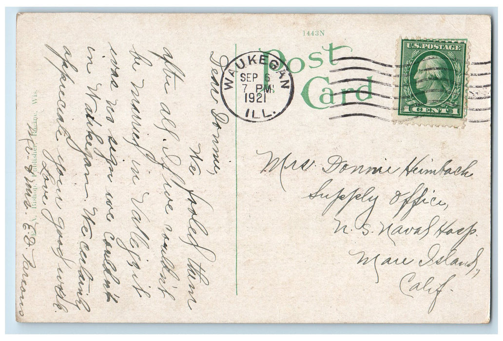 1921 The Andrew Cook School Scene Wankegan Illinois IL Posted Vintage Postcard
