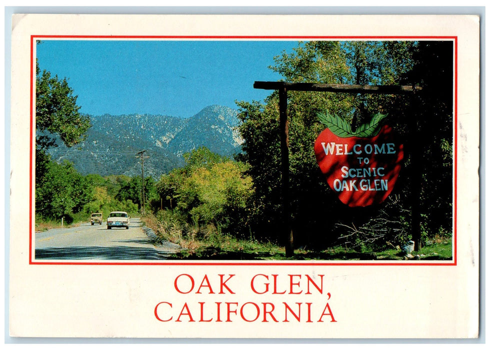 c1920's Greetings From Oak Glen Yucaipa Welcome Signage California CA Postcard