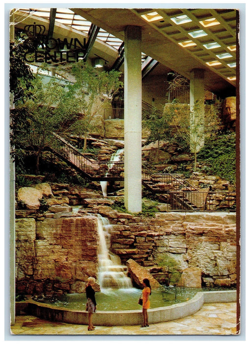 1977 Crown Center Hotel  Falls Women Scene Kansas City MO Posted Trees Postcard