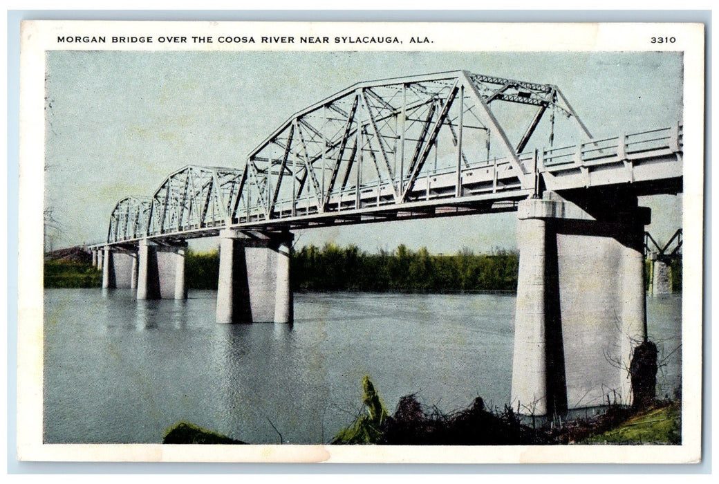 c1920's Morgan Truss Bridge Over Coosa River View Sylacauga Alabama AL Postcard