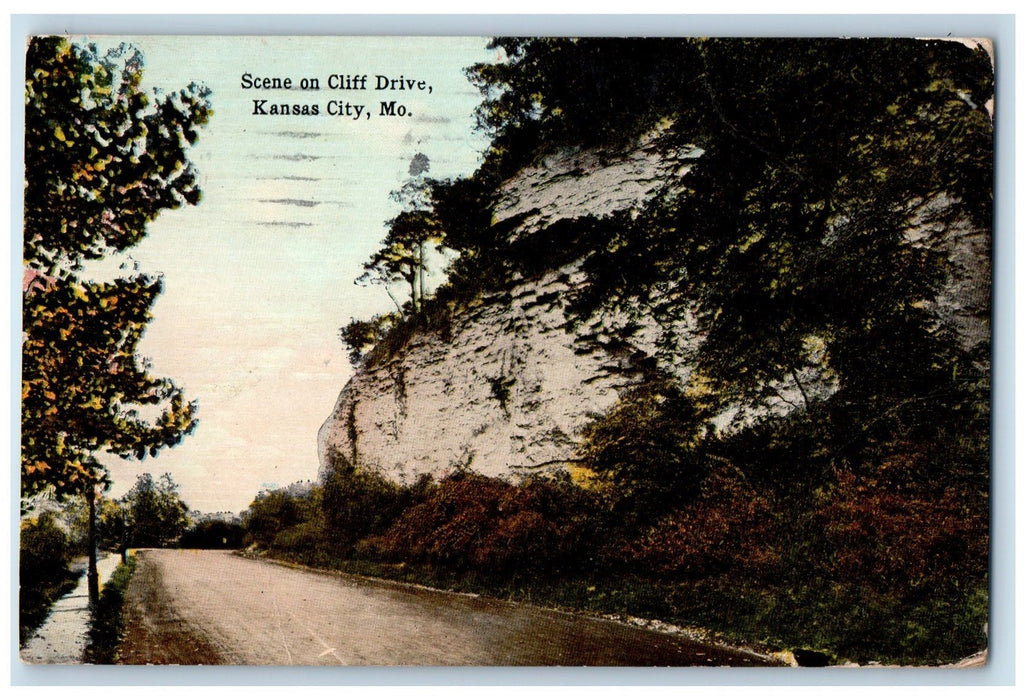 1914 Scene On Cliff Drive Scene Kansas City Missouri MO Posted Vintage Postcard