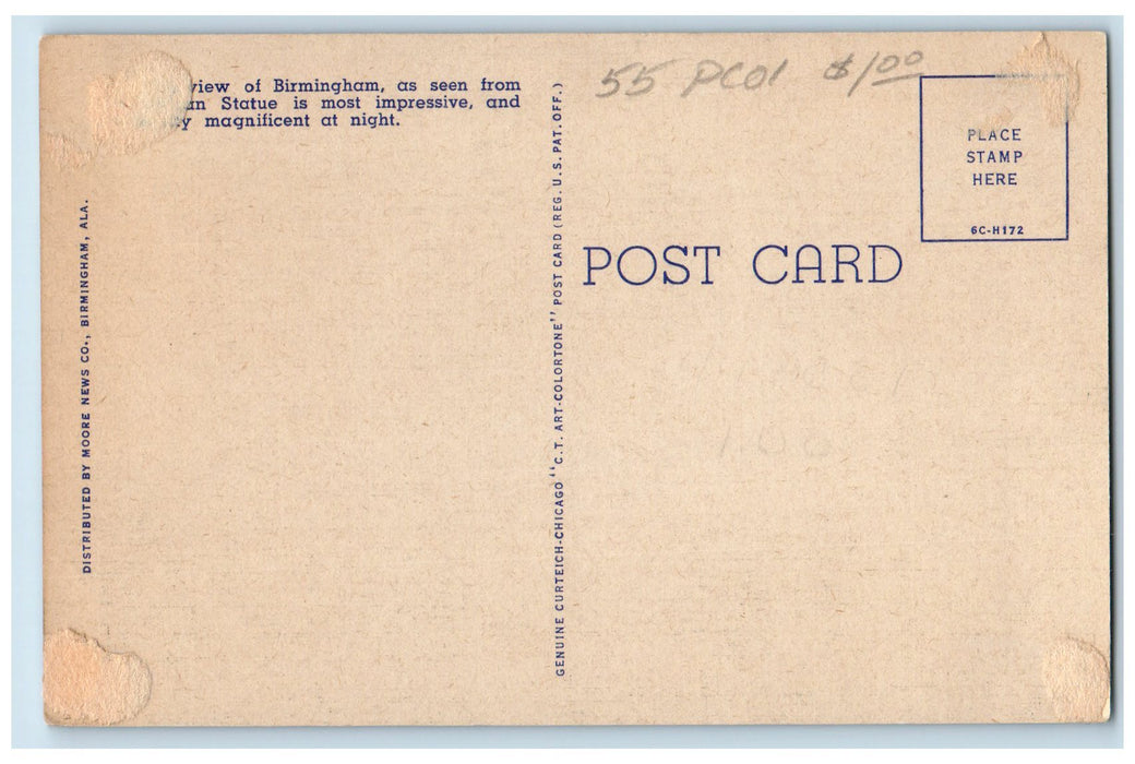 c1940's Birmingham From Red Mountain Ramsay High School Buildings AL Postcard