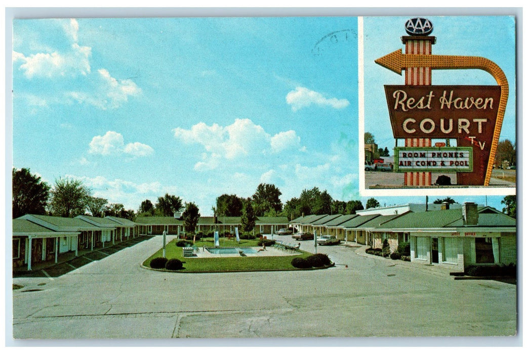 1979 Rest Haven Court Restaurant Exterior Roadside Springfield MO Cloud Postcard