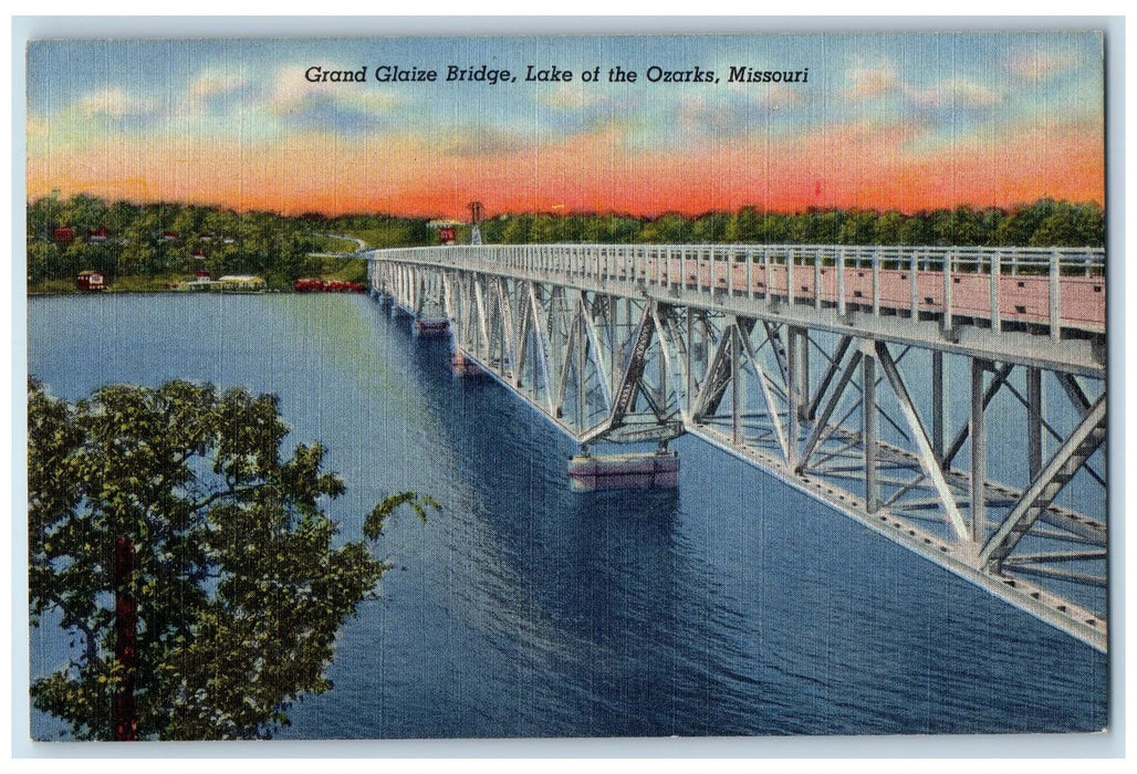 1955 Grand Glaize Bridge Scene Lake Of The Ozarks Missouri MO Posted Postcard