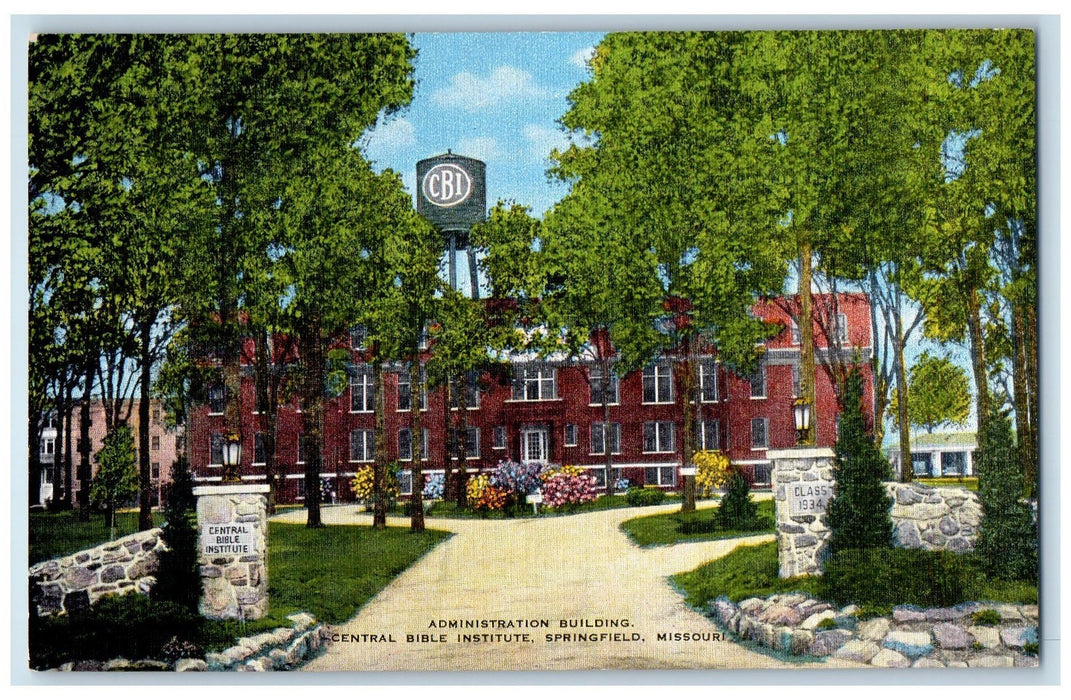 c1940's Administration Central Bible Institute Springfield Missouri MO Postcard