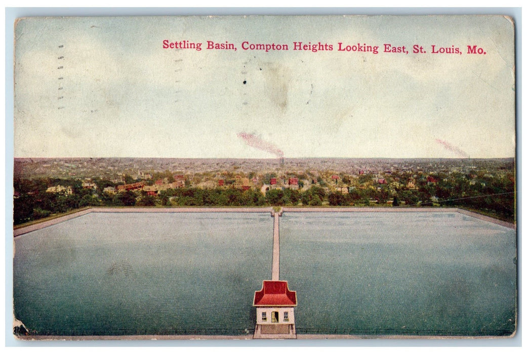 1912 Settling Basin Compton Heights Looking East St. Louis Missouri MO Postcard