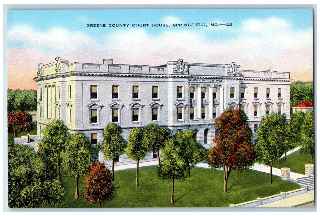 c1940s Greene County Court House Exterior Scene Springfield Missouri MO Postcard