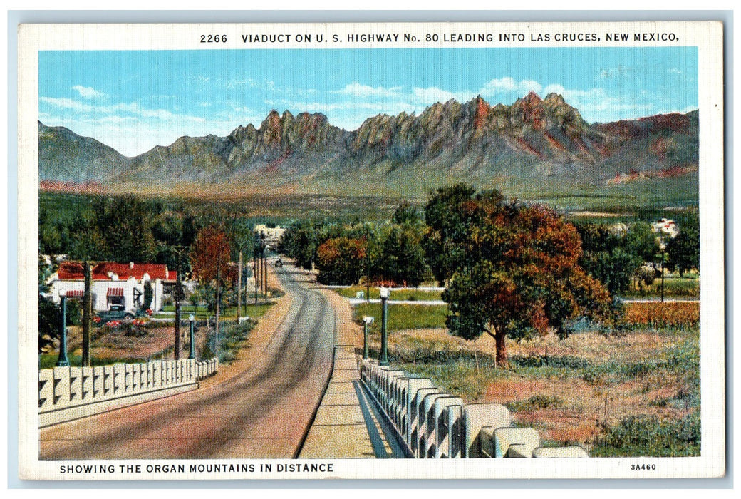 c1940 Viaduct On US Highway Leading Into Las Cruses View New Mexico NM Postcard