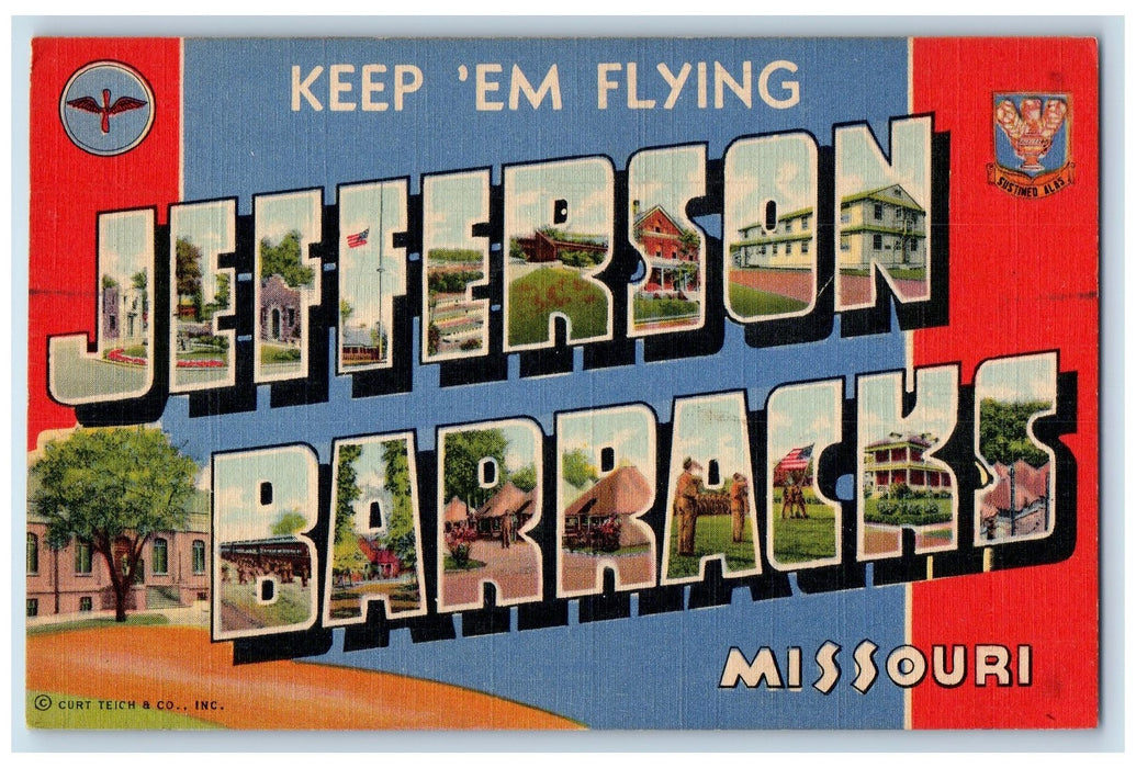 c1940's Keep 'Em Fying Jefferson Barracks Missouri MO Unposted Vintage Postcard