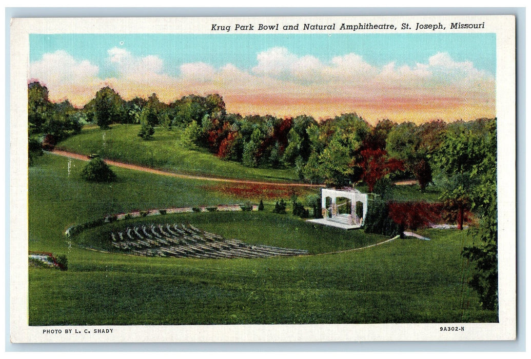 c1940's Krug Park Bowl And Natural Ampitheatre St. Joseph Missouri MO Postcard