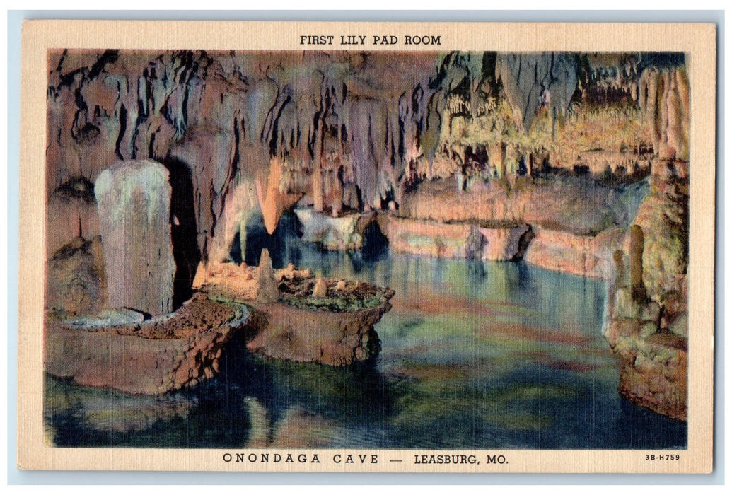 c1940's First Lily Pad Room Onondaga Cave Leasburg Missouri MO Unposted Postcard