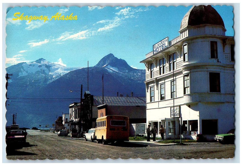 1983 The Golden North Hotel Restaurant Dirt Road Bus Skagway Alaska AL Postcard