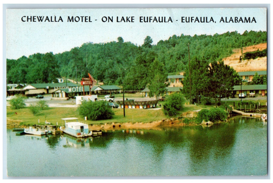 c1950's Chewalla Motel On Lake Eufaula Dock Boat Restaurant Alabama AL Postcard