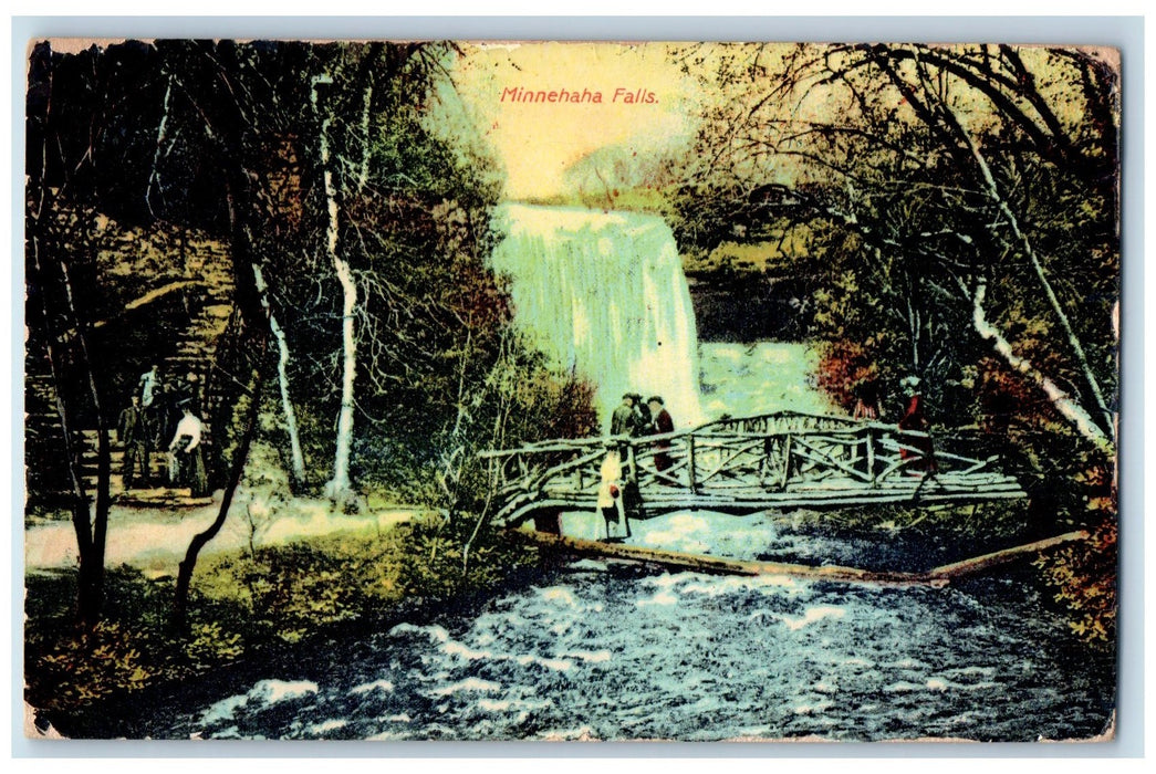 1910 Minnehaha Falls Bridge Scene St. Paul Minnesota MN Posted Vintage Postcard