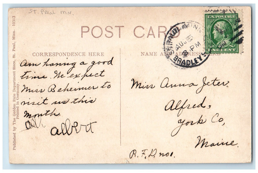 1910 Minnehaha Falls Bridge Scene St. Paul Minnesota MN Posted Vintage Postcard