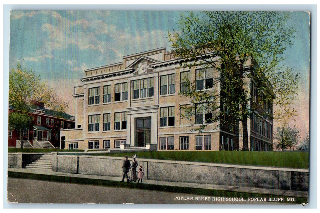 c1920s Poplar Bluff High School Scene Poplar Buff Missouri MO Unposted Postcard