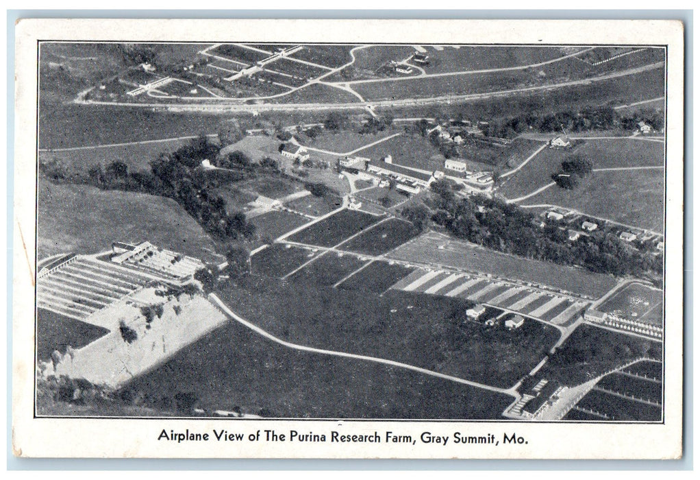 c1960s Airplane View Of The Purina Research Farm Gray Summit MO Trees Postcard