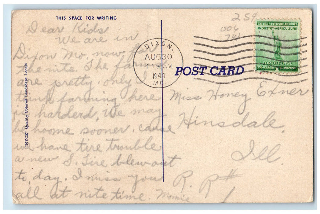 1944 Greetings From St. Claire Canoeing Scene Missouri MO Posted Trees Postcard