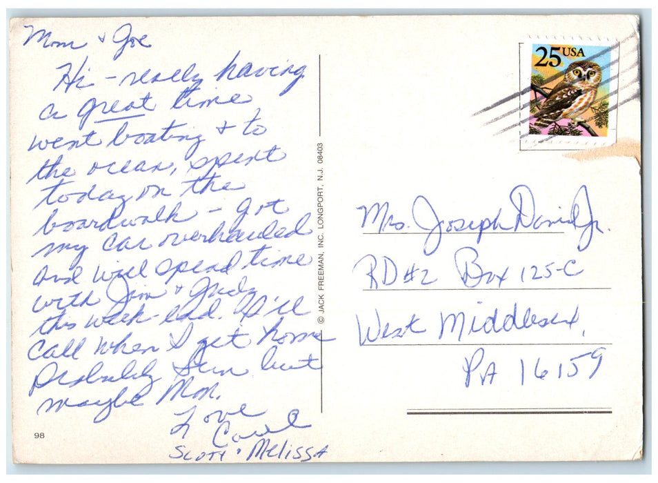 c1950 Hello From Wildwood Ferry Boat Near Shore Sun Down New Jersey NJ Postcard