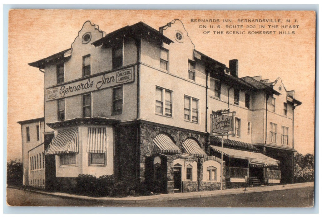 c1950 Bernards Inn Motel Hotel Restaurant Bernardsville New Jersey NJ Postcard