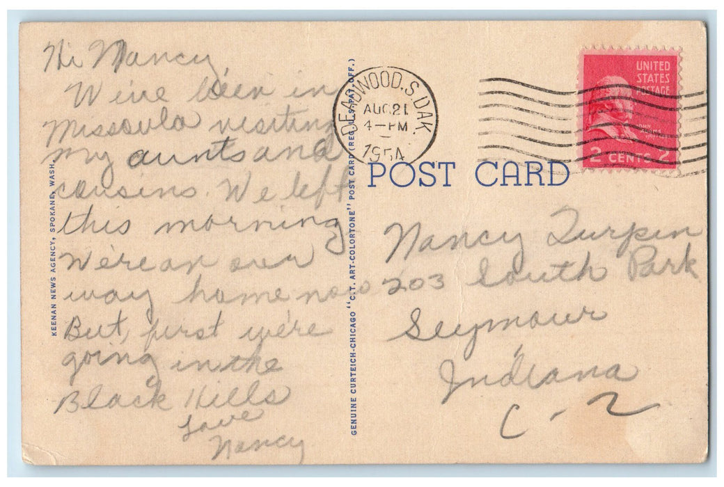 1954 Large Letter Greetings From Missoula Montana MT Unposted Vintage Postcard