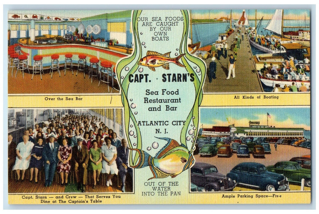 c1950 Capt Starns Restaurant Boating Center Atlantic City New Jersey NJ Postcard