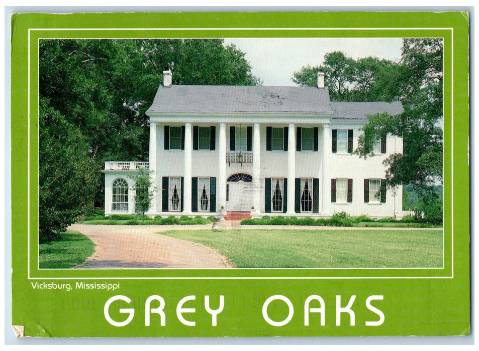 1993 Grey Oaks Exterior Roadside Vicksburg Mississippi MS Posted Trees Postcard