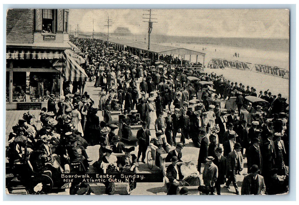 c1950's Boardwalk Eastern Sunday Tourists Restaurant Atlantic City  NJ Postcard