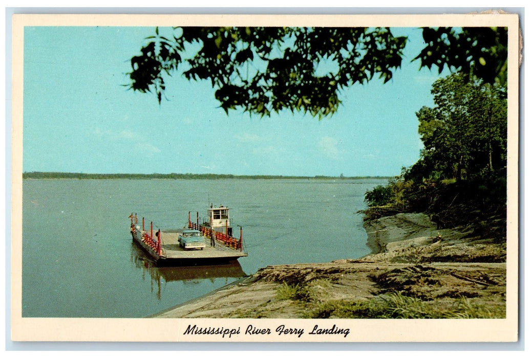 c1960s Mississippi River Ferry Landing Car View Mississippi MS Unposted Postcard