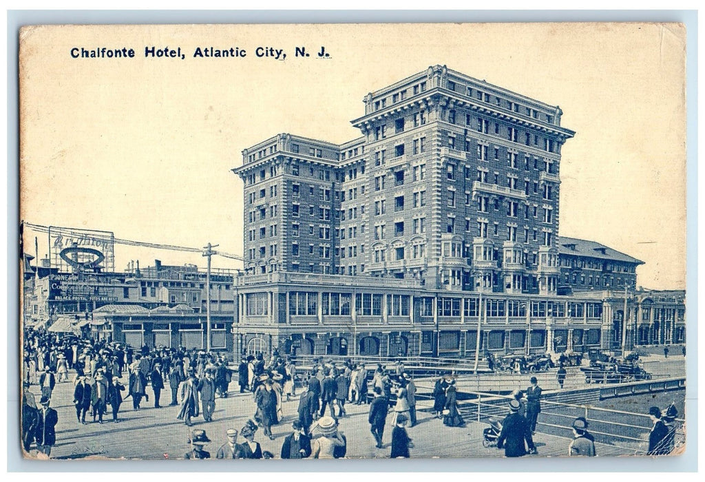 c1910 Chalfonte Hotel Restaurant  Crowd Classic Cars Atlantic City NJ Postcard