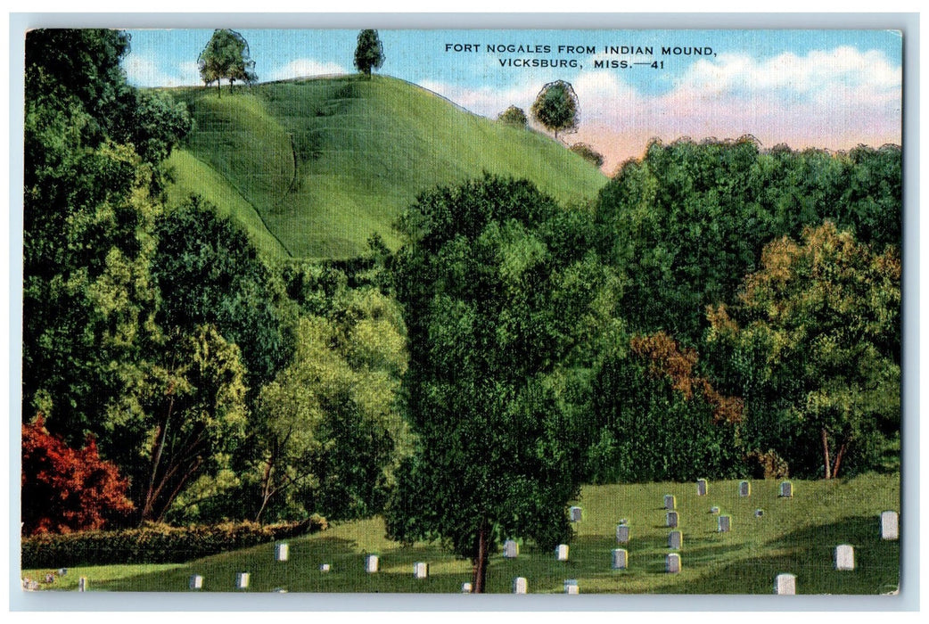 c1940s Fort Nogales From Indian Mound Vicksburg Mississippi MS Unposted Postcard