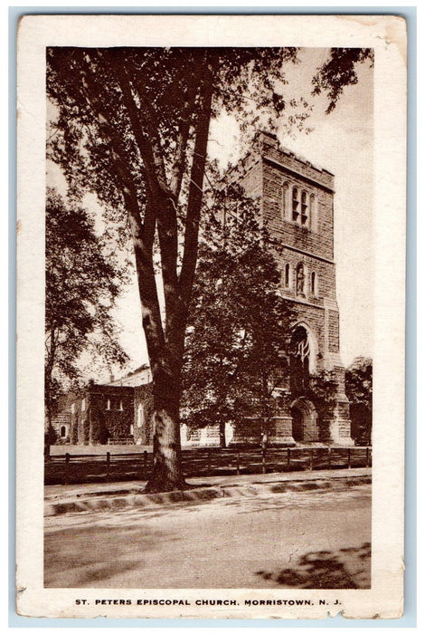 c1920's St. Peter's Episcopal Church Building Morristown New Jersey NJ Postcard