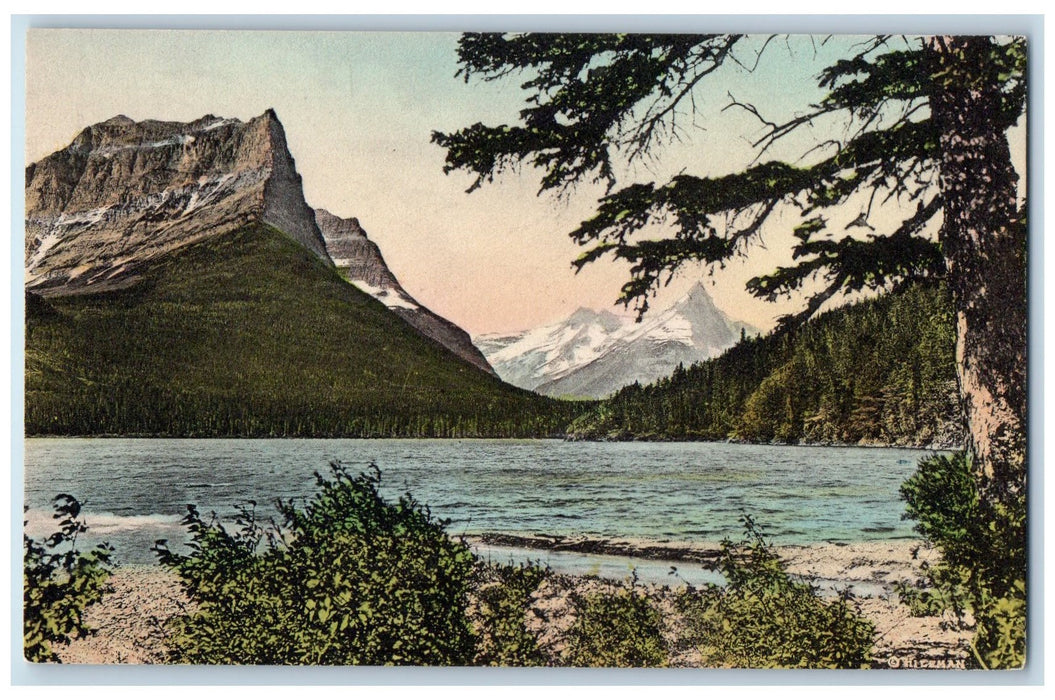 c1960s Lake St. Mary From Baring Creek Glacier County Montana MT Trees Postcard