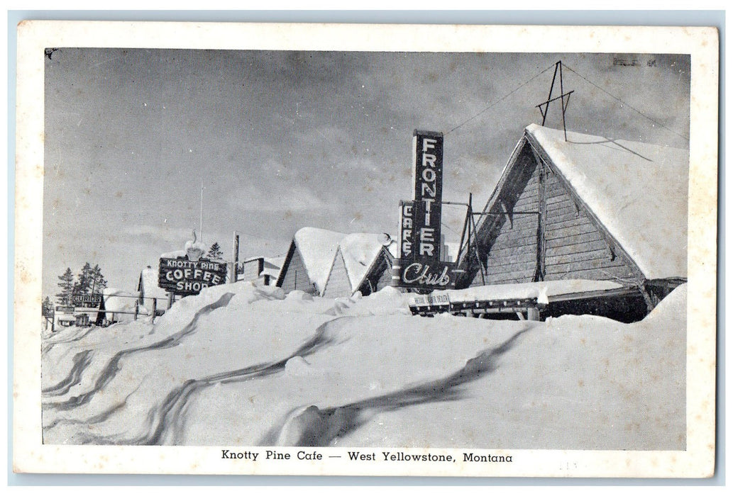 c1960s Knotty Pine Cafe West Yellowstone Montana MT Unposted Vintage Postcard